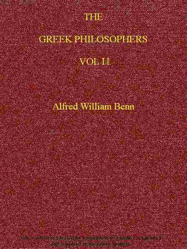 The Greek Philosophers, Vol. 2 (of 2) cover