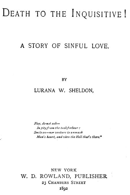 Death to the Inquisitive! A story of sinful love cover