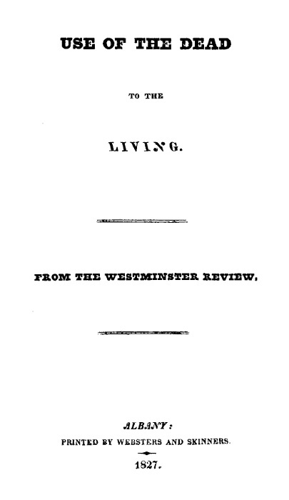 Use of the Dead to the Living cover
