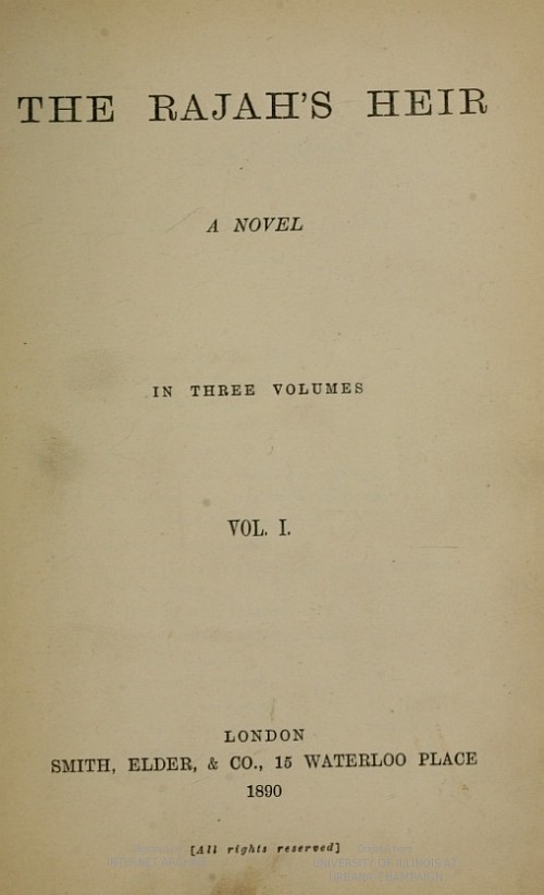 The Rajah's Heir / A Novel in 3 volumes cover