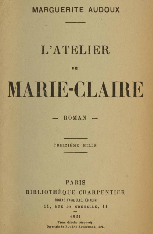 L'Atelier de Marie-Claire cover