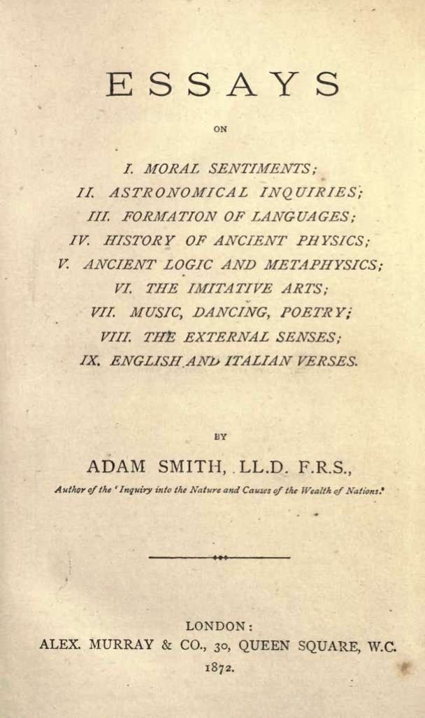 The Essays of Adam Smith cover