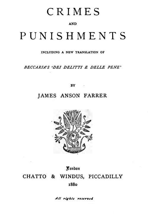 Crimes and Punishments / Including a New Translation of Beccaria's 'Dei Delitti e delle Pene' cover