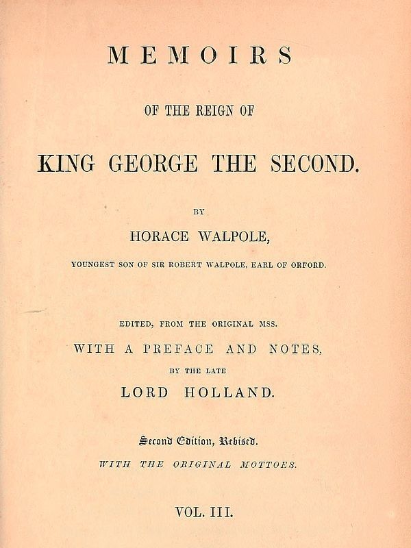 Memoirs of the Reign of King George the Second, Volume 3 (of 3) cover
