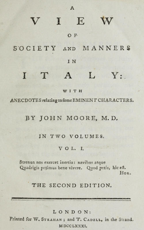 A View of Society and Manners in Italy, Volume 1 (of 2) / With Anecdotes Relating to some Eminent Characters cover