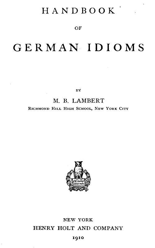 Handbook of German Idioms cover
