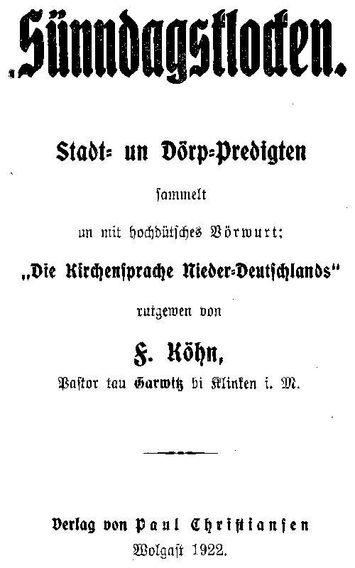 Sünndagsklocken: Stadt- un Dörp-Predigten cover