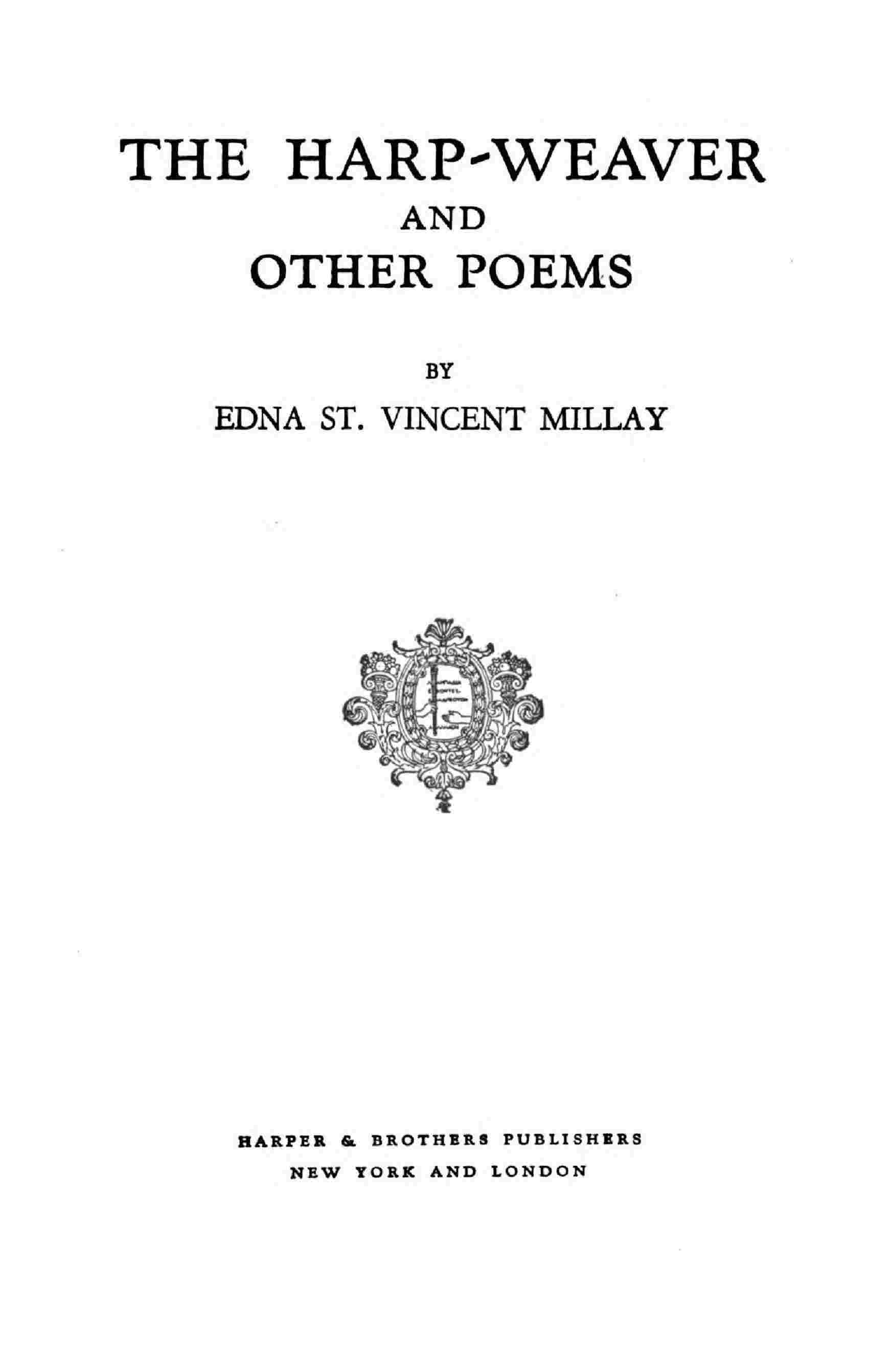 The harp-weaver, and other poems cover