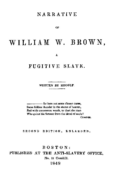 Narrative of William W. Brown, a Fugitive Slave. Second Edition cover