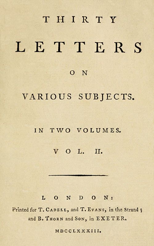 Thirty Letters on Various Subjects, Vol. 2 (of 2) cover