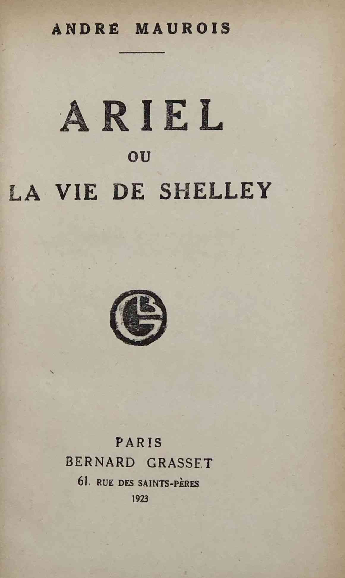 Ariel: ou, La vie de Shelley cover