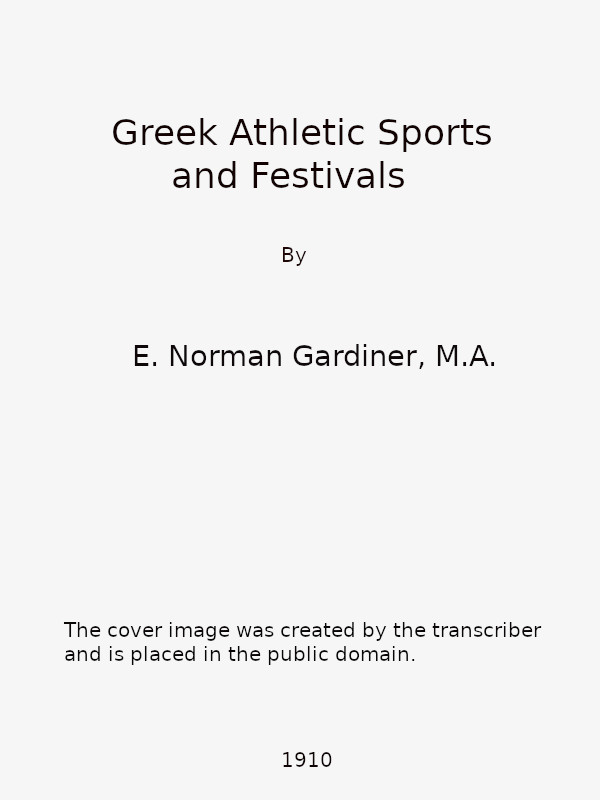 Greek Athletic Sports and Festivals cover