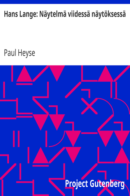 Hans Lange: Näytelmä viidessä näytöksessä cover
