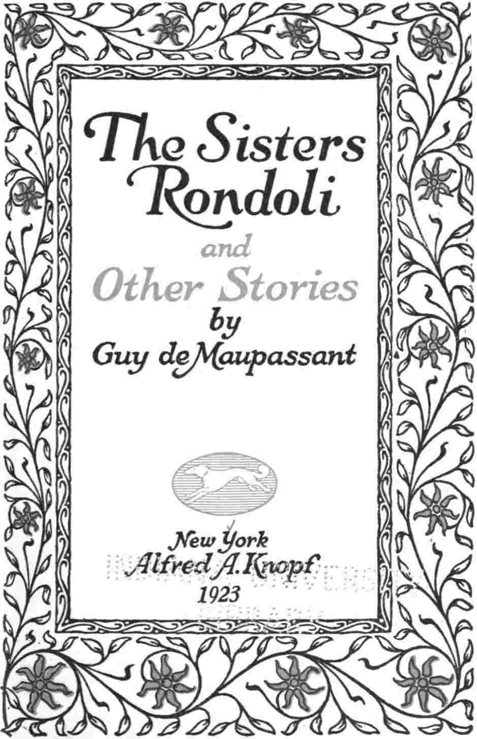 The Sisters Rondoli, and Other Stories cover