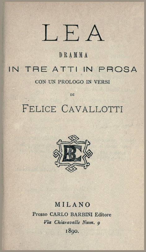 Lea: dramma in tre atti in prosa con un prologo in versi cover