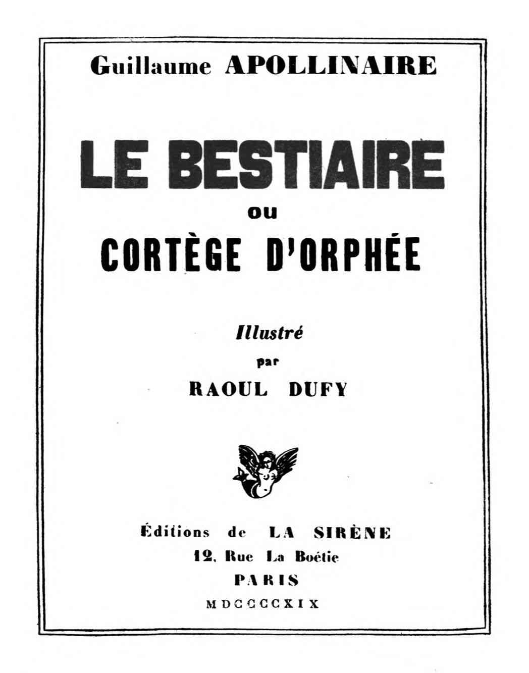 Le bestiaire: ou, Cortège d'Orphée cover