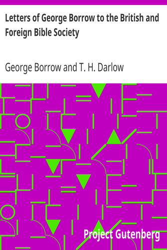 Letters of George Borrow to the British and Foreign Bible Society cover