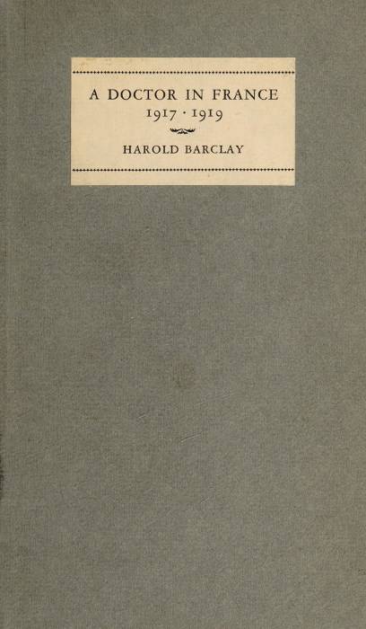 A Doctor in France, 1917-1919: The Diary of Harold Barclay cover