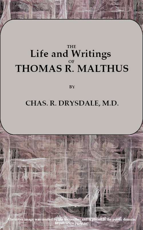Life and Writings of Thomas R. Malthus cover