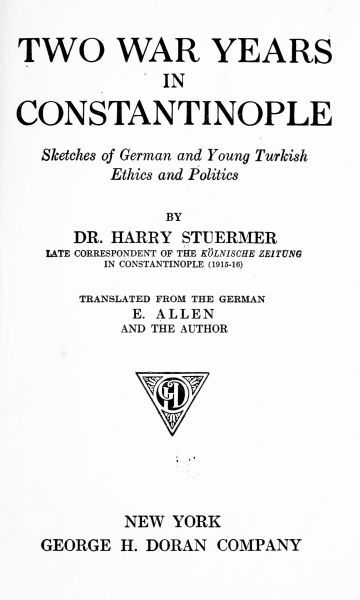 Two war years in Constantinople cover