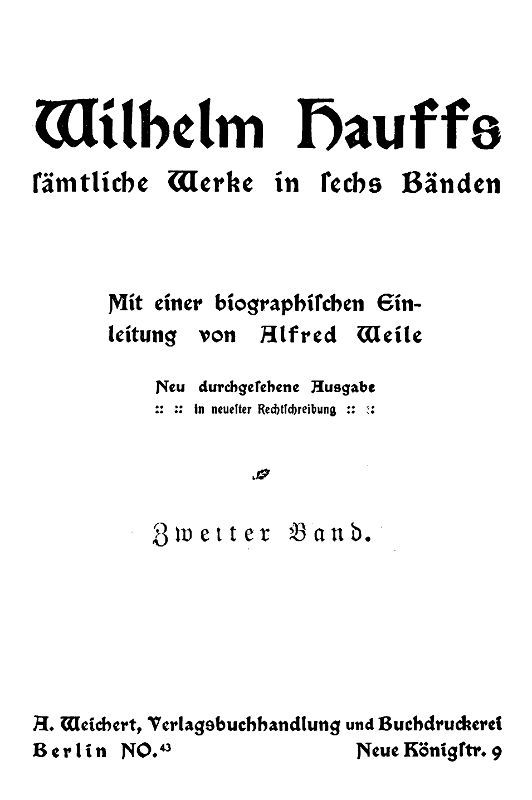 Wilhelm Hauffs sämtliche Werke in sechs Bänden. Bd. 2 cover