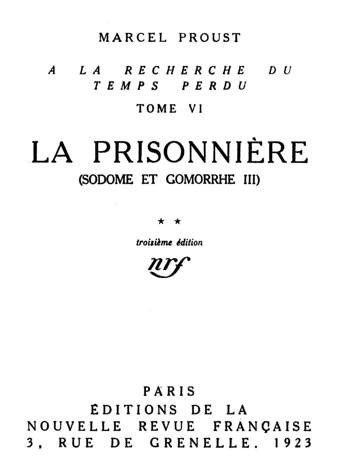 La Prisonnière (Sodome et Gomorrhe III) cover