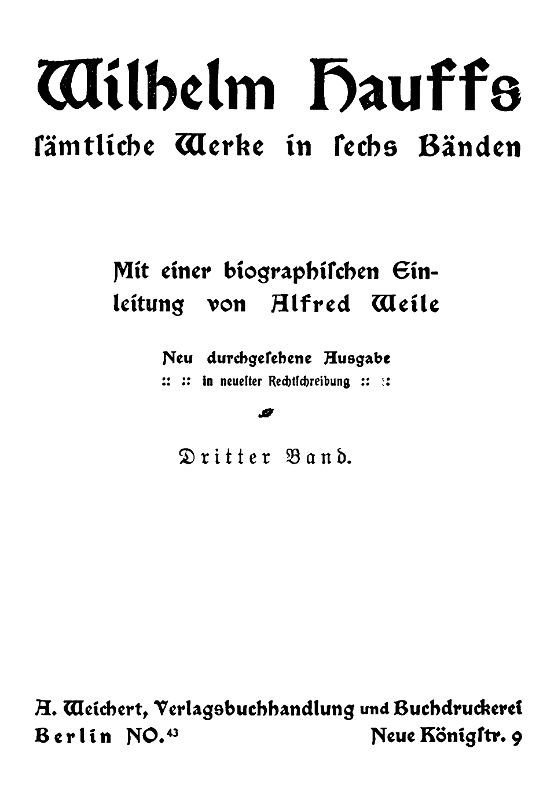Wilhelm Hauffs sämtliche Werke in sechs Bänden. Bd. 3 cover