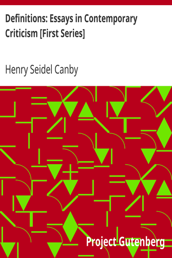 Definitions: Essays in Contemporary Criticism [First Series] cover