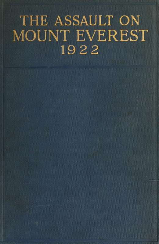 The Assault on Mount Everest, 1922 cover