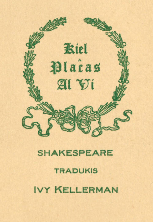 Kiel plaĉas al vi: komedio en kvin aktoj cover