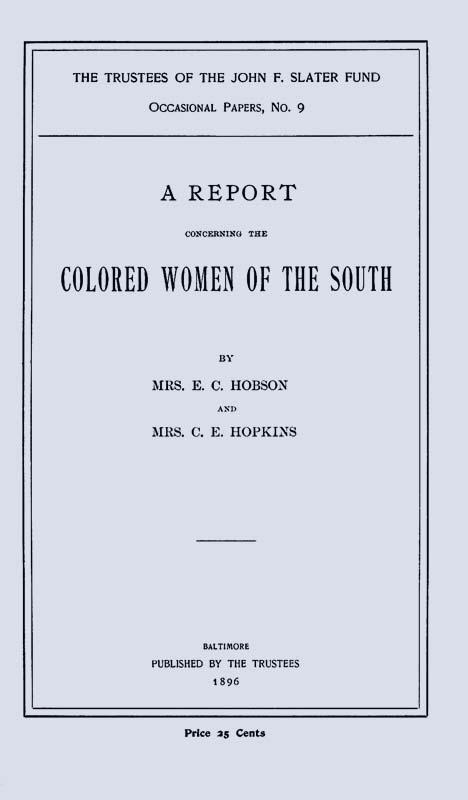 A Report Concerning the Colored Women of the South cover