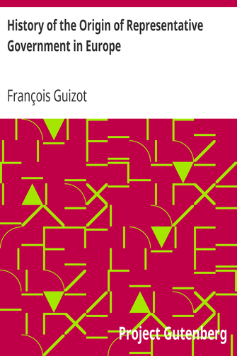 History of the Origin of Representative Government in Europe cover