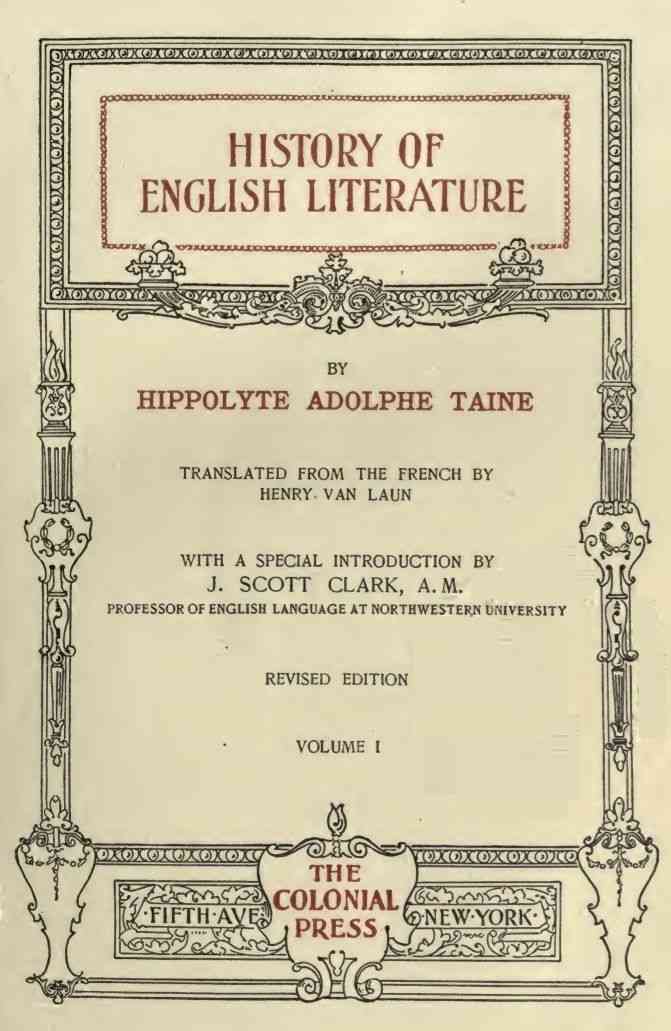 History of English Literature Volume 1 (of 3) cover