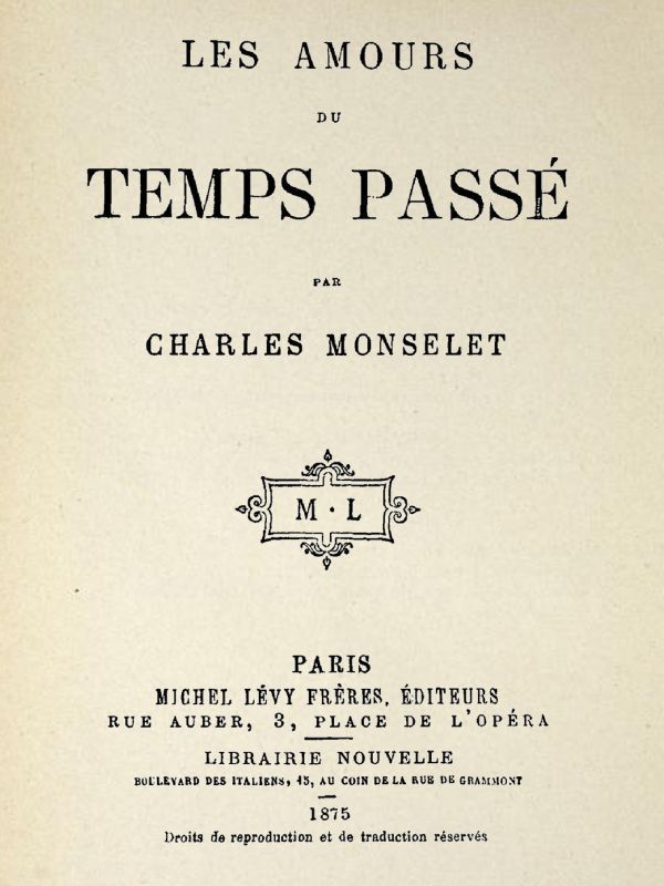 Les amours du temps passé cover