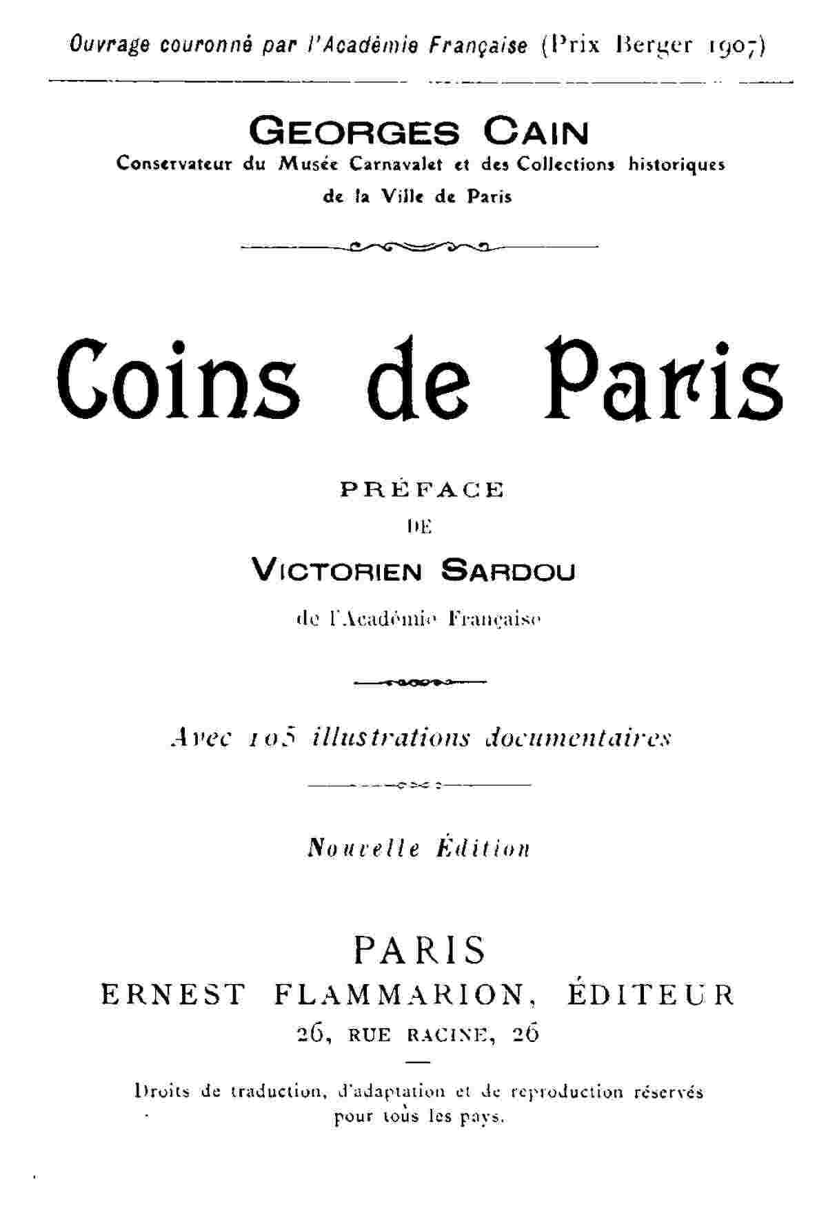 Coins de Paris cover