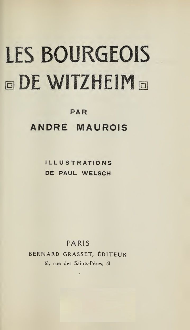 Les Bourgeois de Witzheim cover