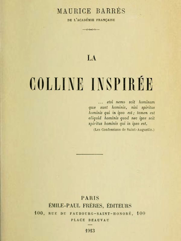 La colline inspirée cover