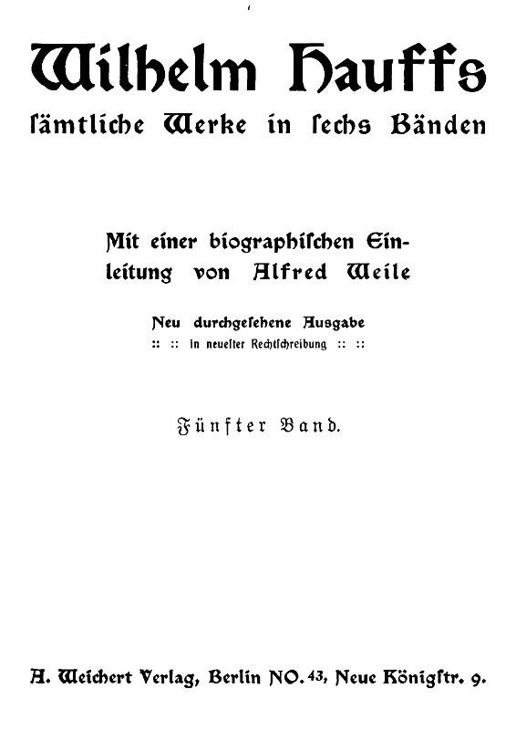 Wilhelm Hauffs sämtliche Werke in sechs Bänden. Bd. 5 cover