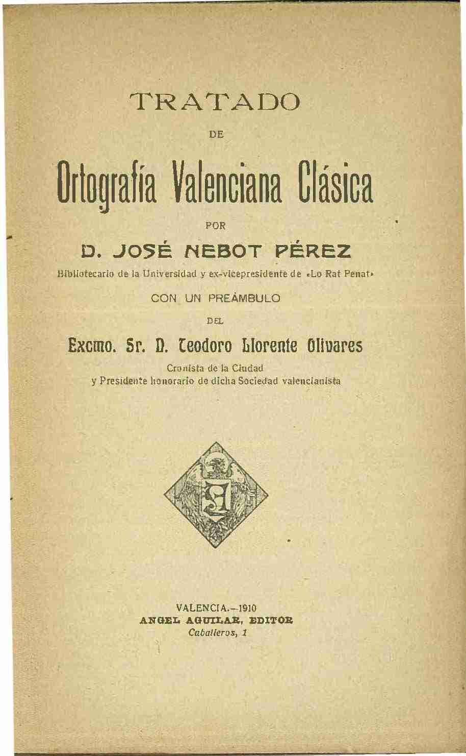 Tratado de Ortografía Valenciana Clásica cover