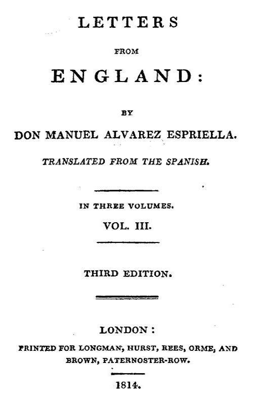 Letters from England, Volume 3 (of 3) cover