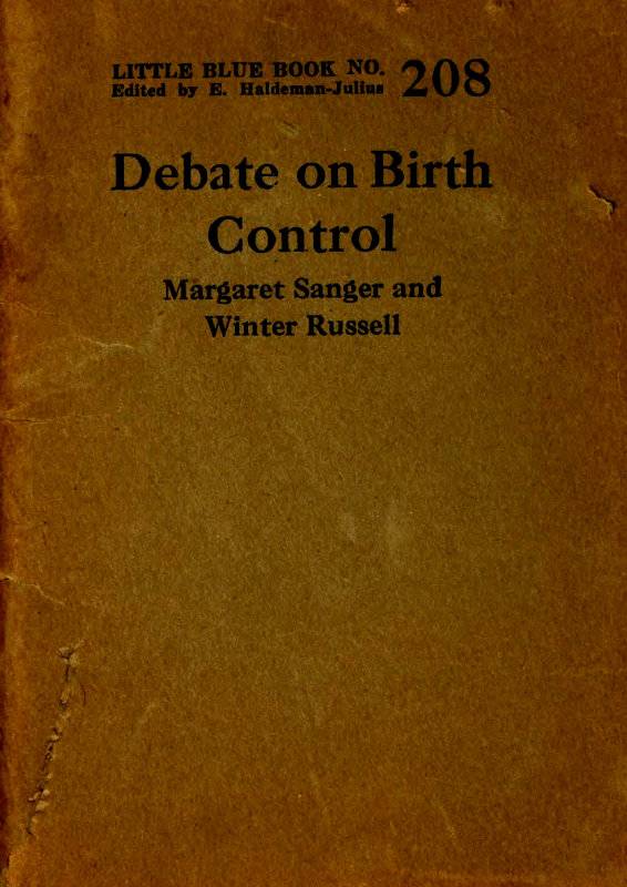 Debate on birth control. Margaret Sanger and Winter Russell cover