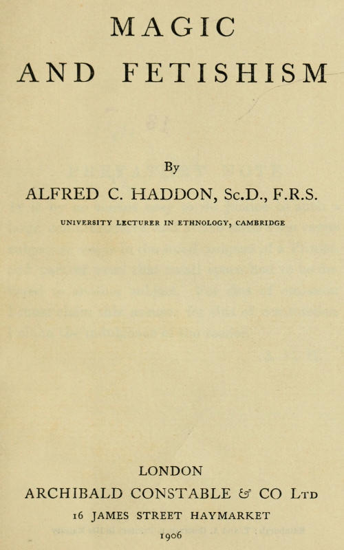 Magic and Fetishism cover