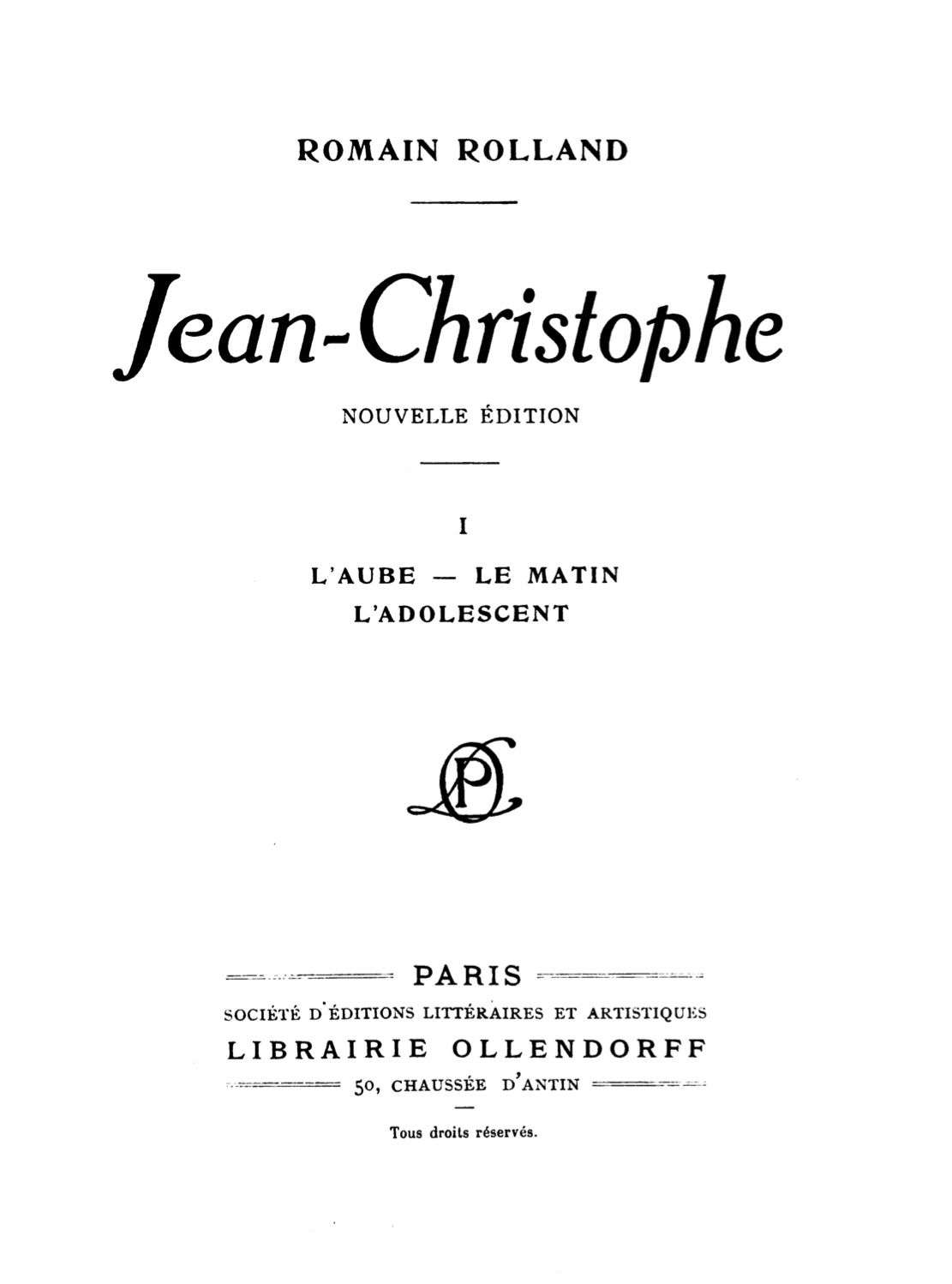 Jean-Christophe Volume 1 / L'Aube, Le Matin, L'Adolescent cover