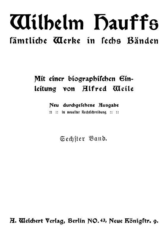 Wilhelm Hauffs sämtliche Werke in sechs Bänden. Bd. 6 cover
