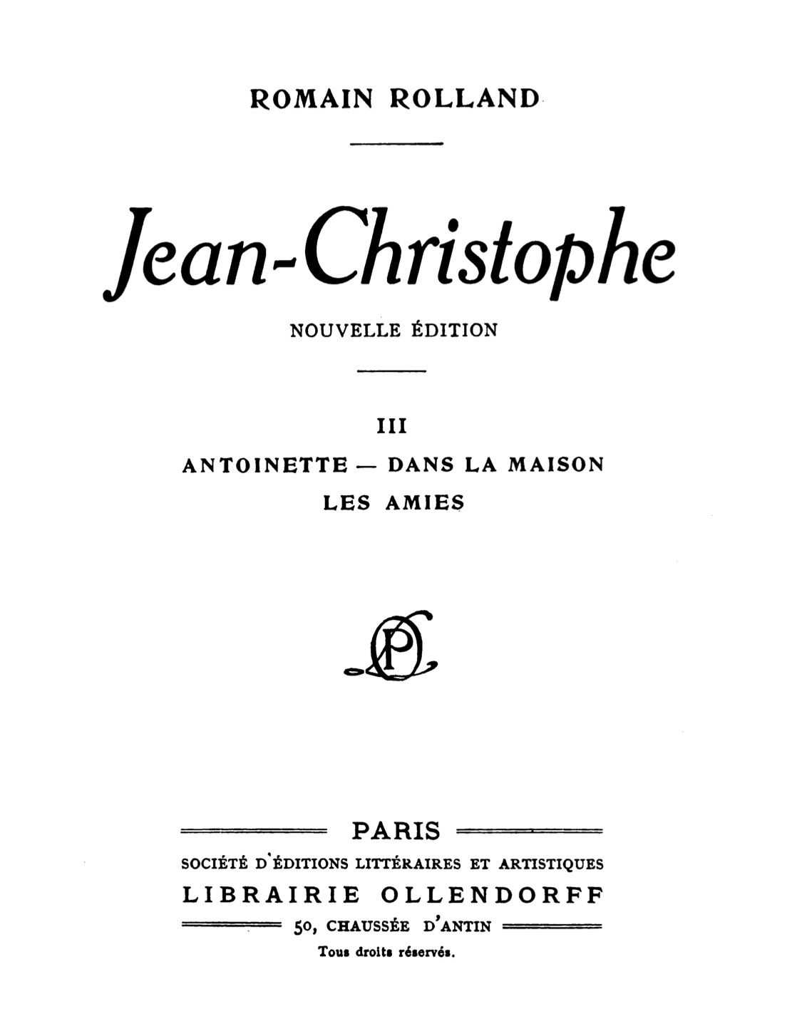 Jean-Christophe Volume 3 / Antoinette, Dans la maison, Les Amies cover