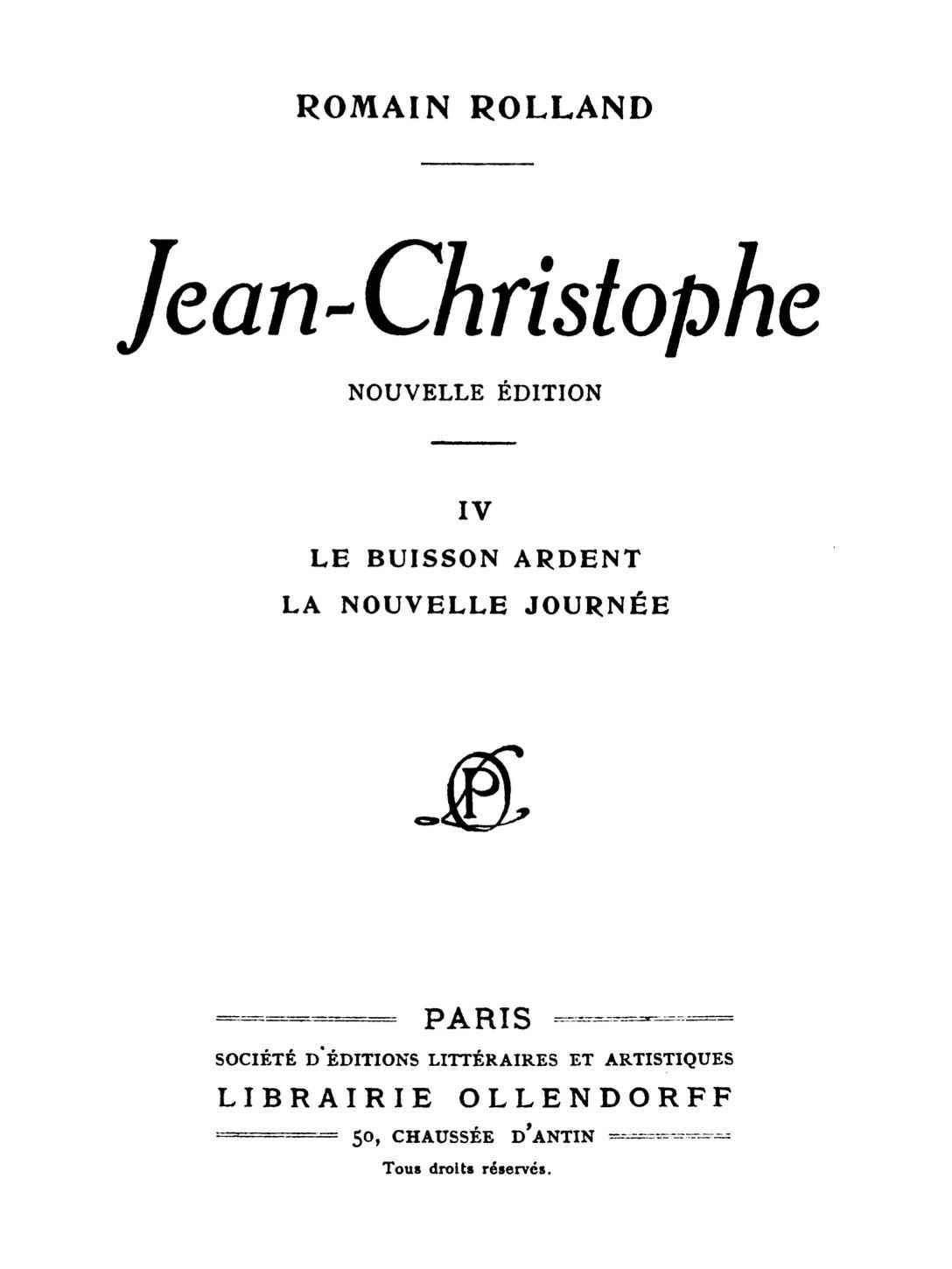 Jean-Christophe, Volume 4 / Le Buisson Ardent, La Nouvelle Journée cover