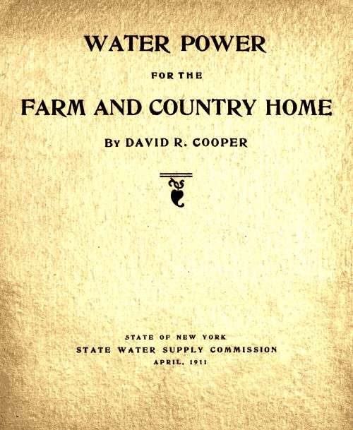 Water Power for the Farm and Country Home cover