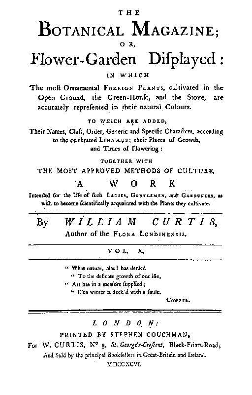 The Botanical Magazine, Vol. 10 / Or, Flower-Garden Displayed cover
