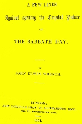 A few lines against the opening of the Crystal Palace on the Sabbath day cover