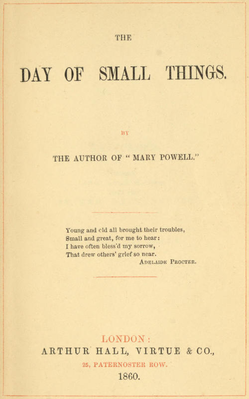 The Day of Small Things cover
